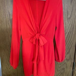 Forever 21 Red Low V Romper WORN ONCE